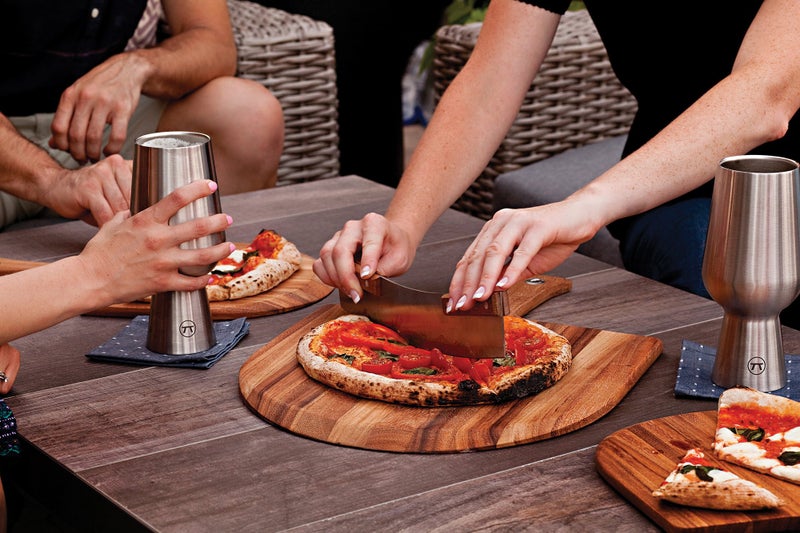 Outset Acacia Wood Handled Extra-Large Pizza Rocker with Protective Case, 13-Inch Blade, Stainless Steel - Image 3
